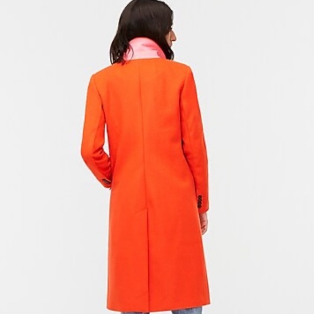 J. Crew Vibrant Orange Double-Breasted Wool Pea Coat - Picture 3 of 10